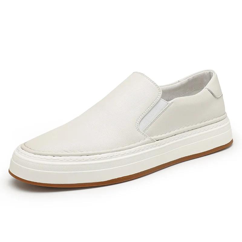 

Туфли-оксфорды из кожи на платформе, мужские дерби, повседневные туфли-лоферы с квадратным носком, мужские туфли большого размера 43 белый