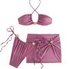 Swimsuit European And American New Swimsuit Three-Piece Set Solid Color Sexy Split Swimsuit Bikini Female Bikini