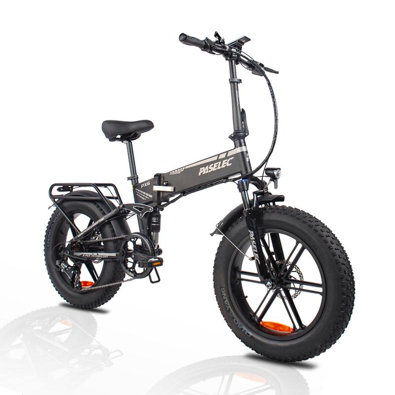 Paselec PX6 Bicicletă electrică pliabilă de 20 inch, 9 viteze, frâne hidraulice și baterie detașabilă 48V12Ah