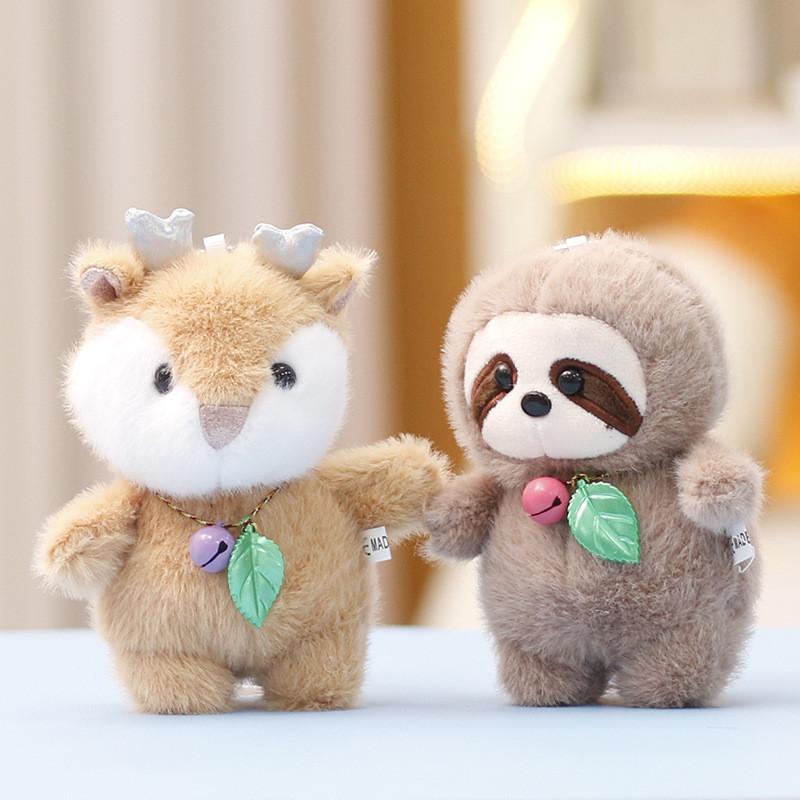 Cute Rabbit Keychain Cartoon Deer Duck Panda Child Backpack Plush Doll Pendant