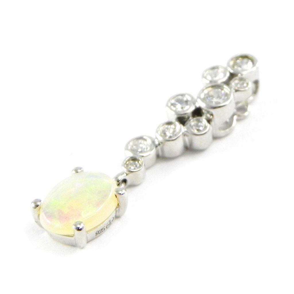 Les Trésors De Lily [F6063] - Pandantiv din argint „Zeița Opalului” argintiu-alb (placat cu rodiu) - 27x6 mm