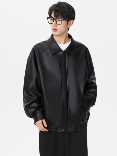 East Rain Casual Motorcycle Leather Jacket with Pockets, Long Sleeves, Flattering Design, Durable, Perfect for School or Commuting (SEW403)