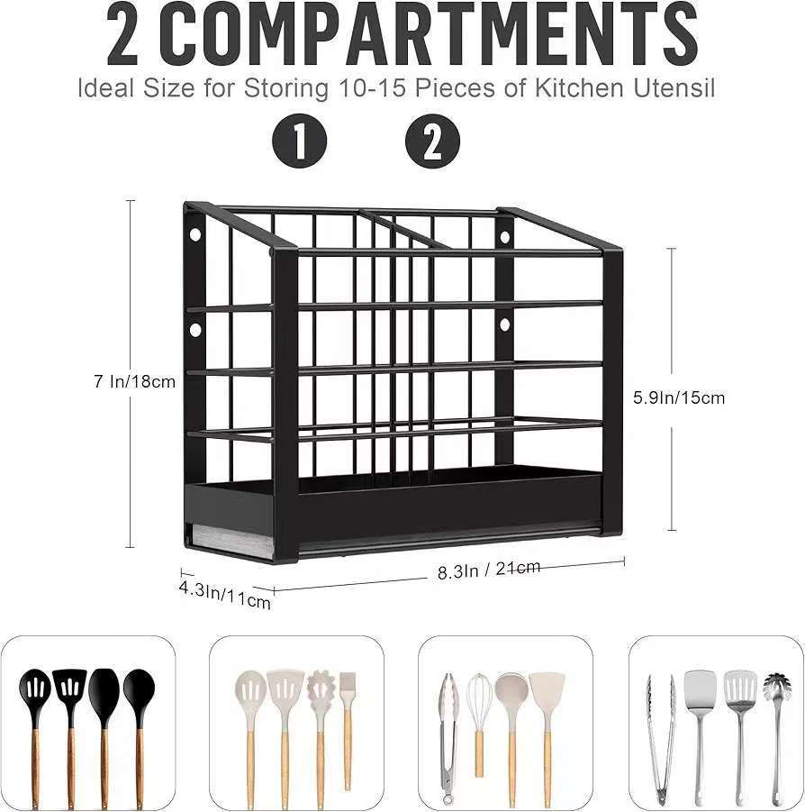 Wall-mounted dish drainer, multi-functional knife and fork holder
