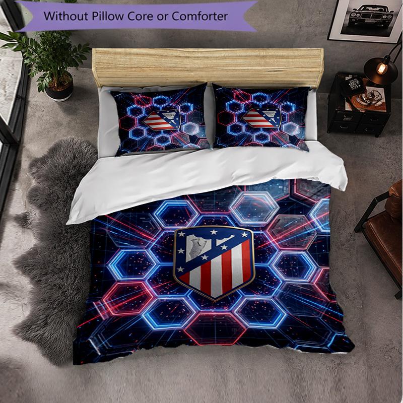 Set Lenzuola Atletico Madrid Modello 3 Pezzi Morbida Copripiumino in Microfibra con Federe per Camera da Letto