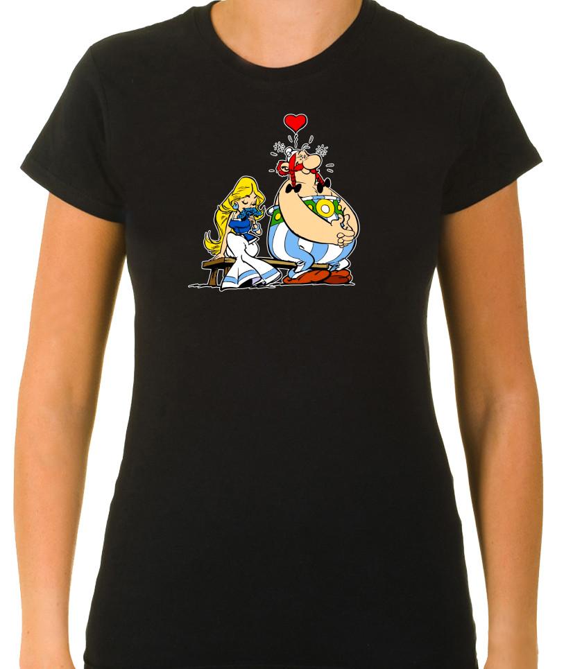 Asterix and Obelix Funny Characters 3/4 Short Sleeve T Shirt Woman F061