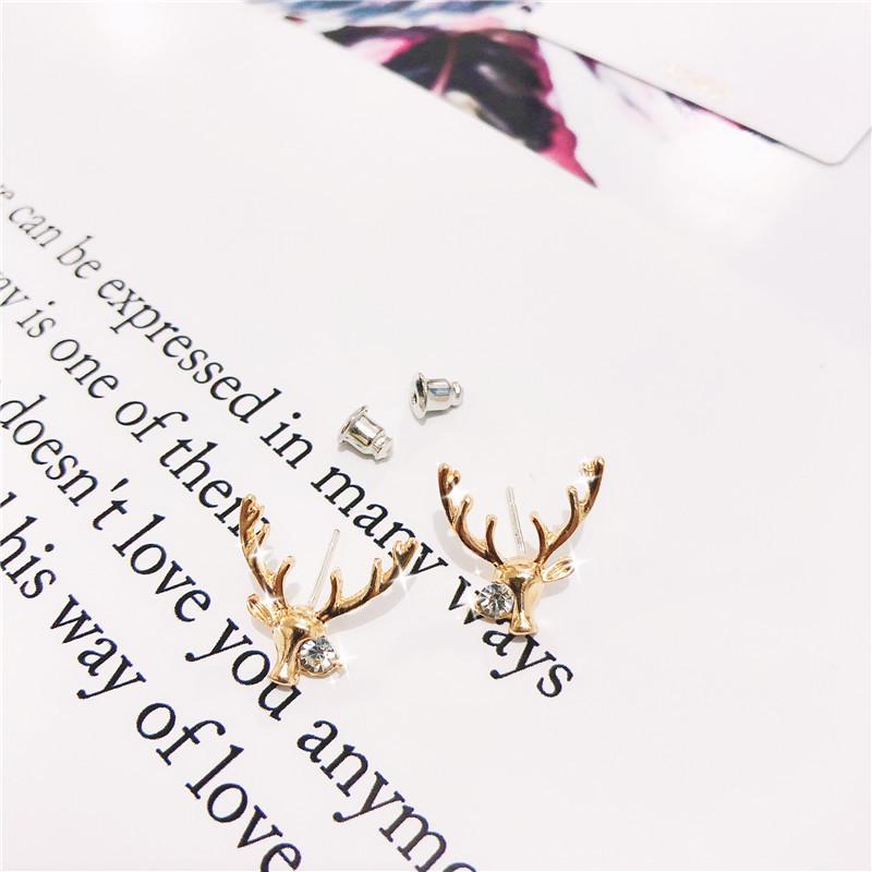 Ohrstecker aus 925er Silber mit Elchgeweih - Schlichter, vielseitiger Weihnachtsschmuck für Mädchen im Mori-Stil.