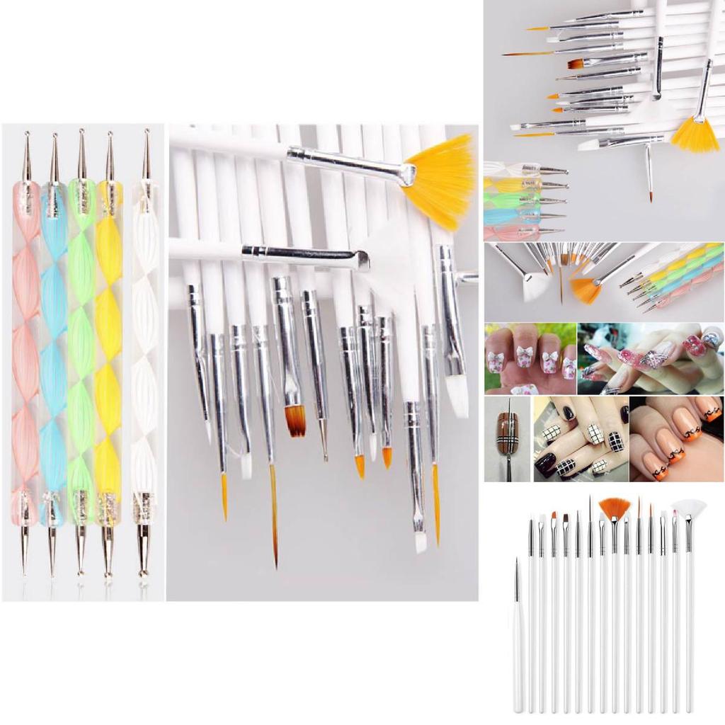 Nail Art Brush Set 15 Pcs With Long Wooden Handles For Professional Manicure And Design
