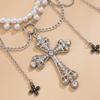 Tassel Cross Artificial Pearl Waist Chain Lustrous Belly Chain for Female Girls Cyberpunk Waist Decor Women Accessories