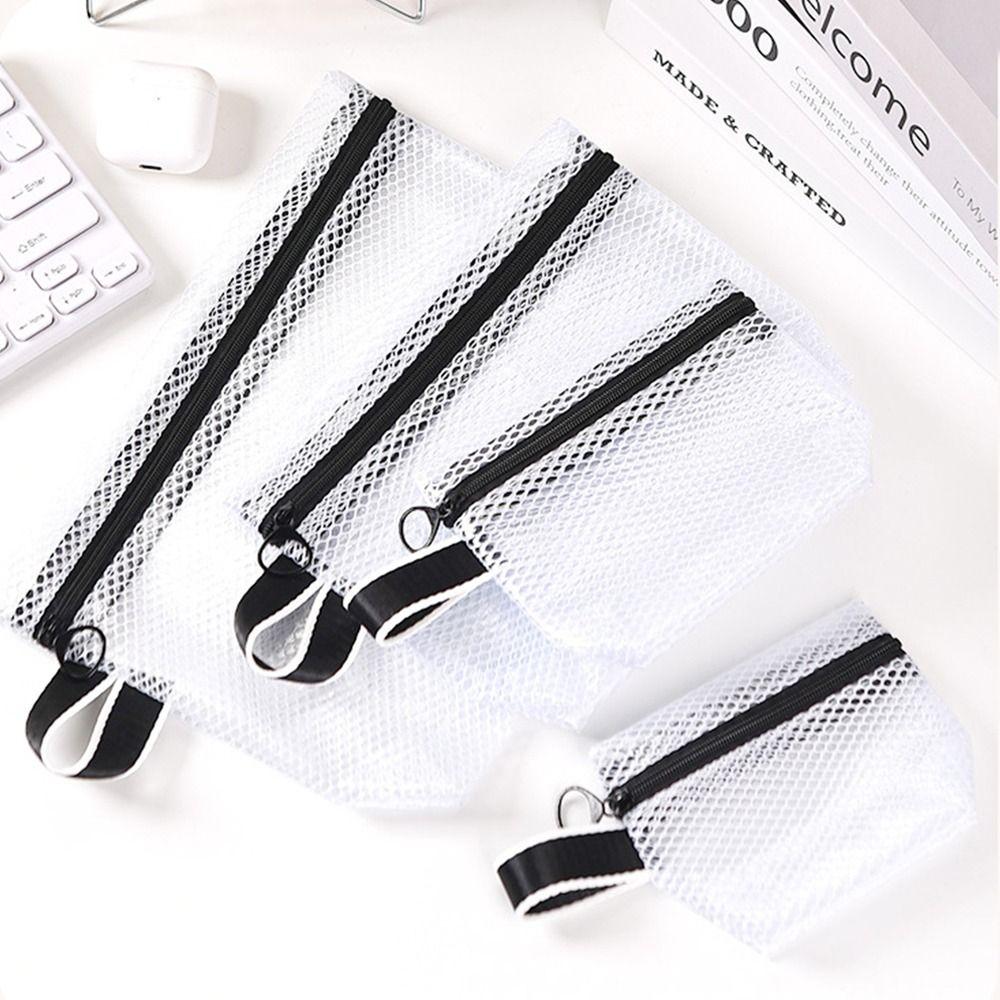 Transparent Mesh Storage Bag Zipper Coin Purse Travel Organizer Lipstick Makeup Bag File Bag ID Credit Card