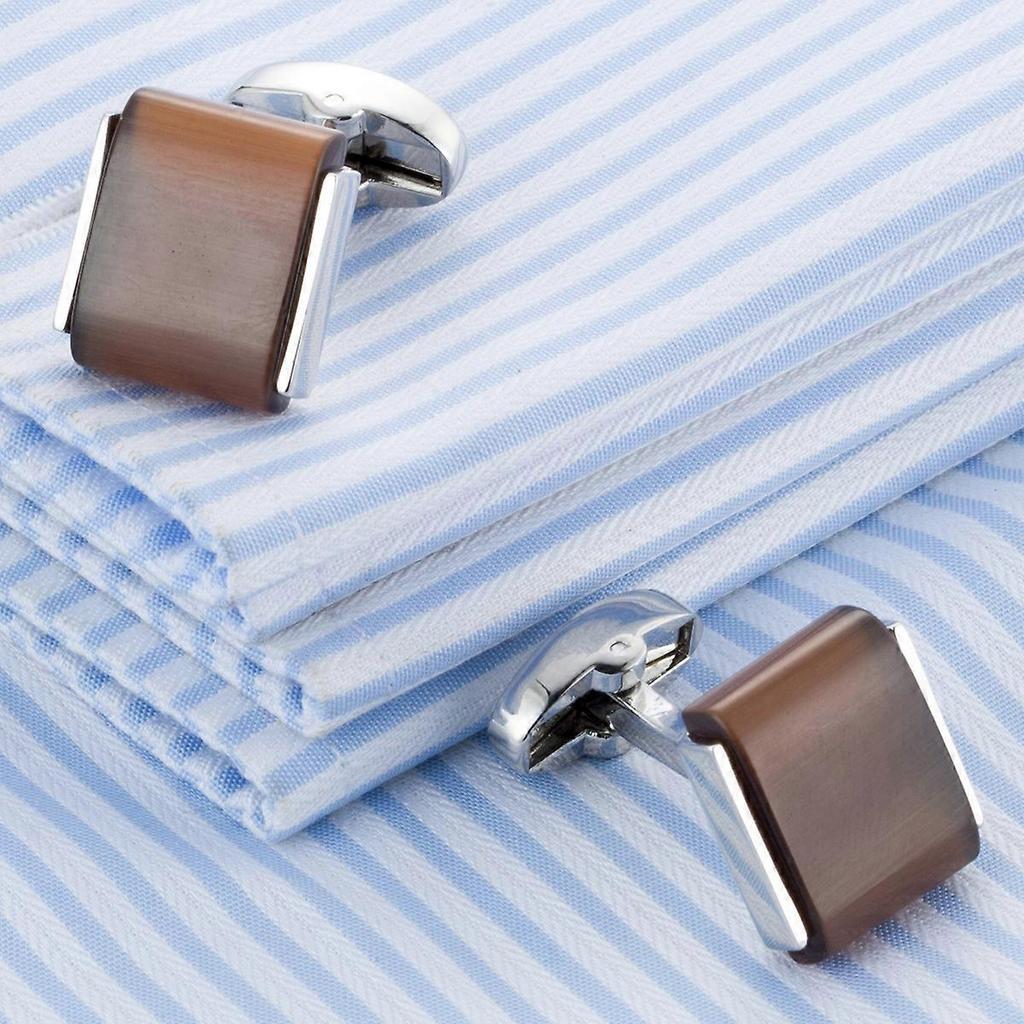 1 Pair Man's Shirt Studs Trend Cufflinks Silver Plated Squared Shape for Business Wedding Party