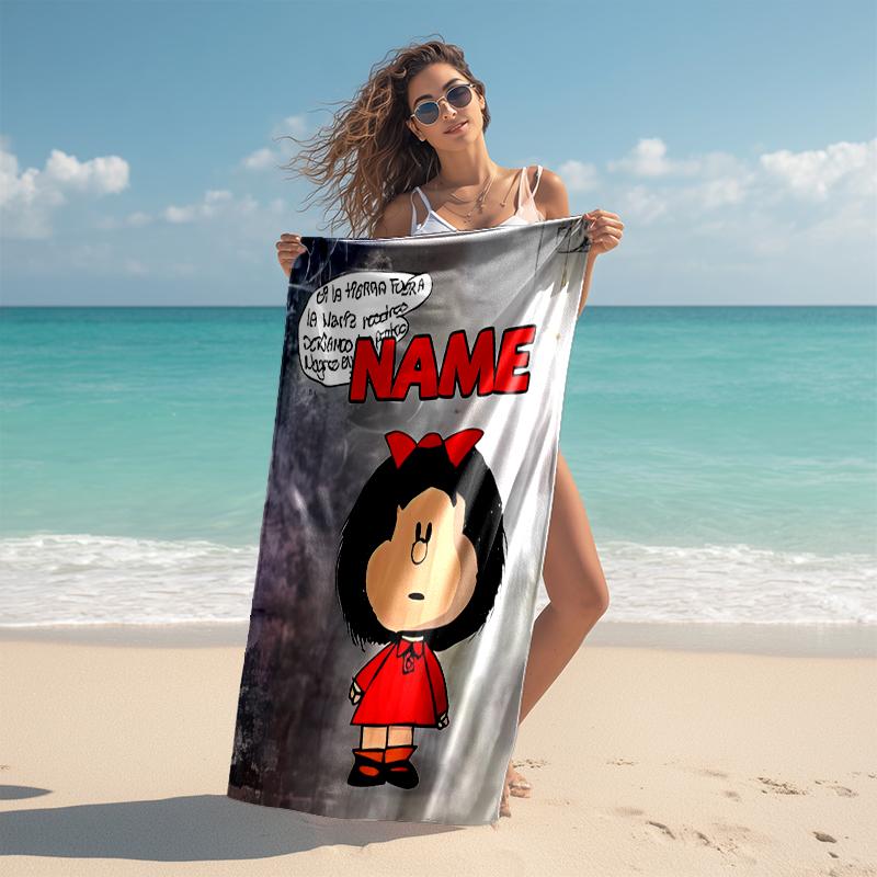 Personalized customized proof beach towel with Mafalda pattern - soft, absorbent,quick-drying,perfect swimming,camping&bathing