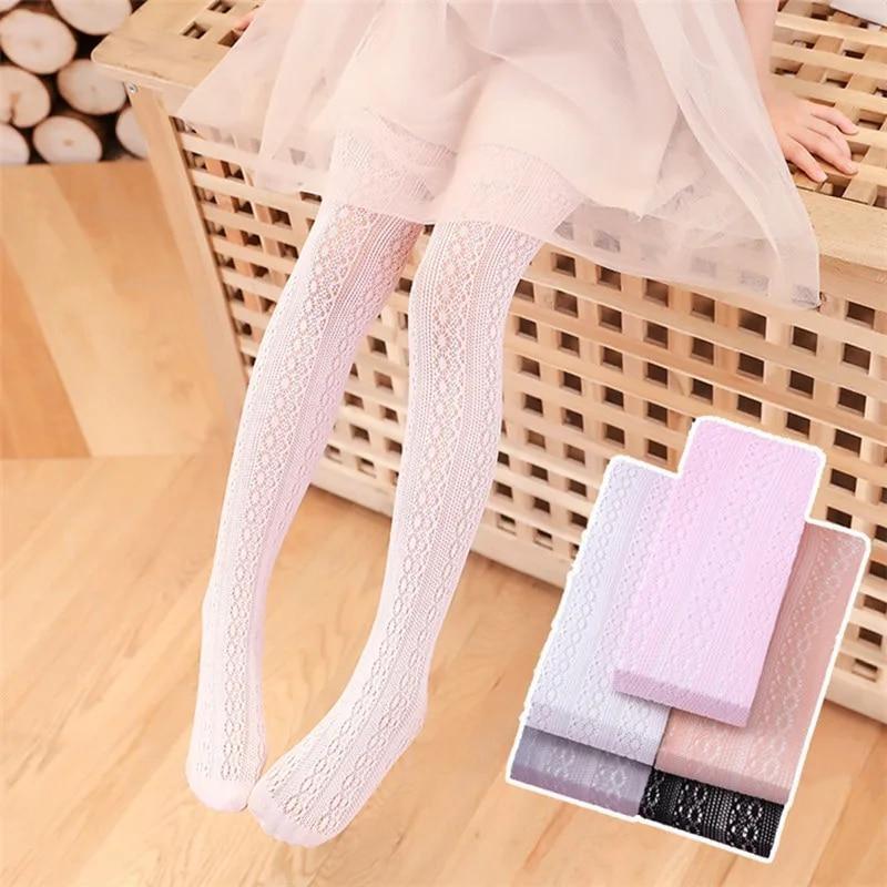 Kids Sunflower Tights For Girls Mesh Thin Baby Girl Tights Fashion Pantyhose Cotton Solid Soft Princess Summer Leggings 3-13Years