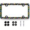Hibiscus License Plate Frame Beautiful Tropical Flowers Floral License Plate Holder Colorful Stainless Steel Auto Parts Funny License Plate