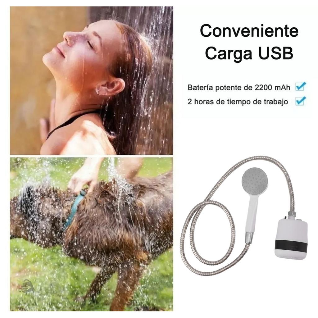 Doccia Portatile Flusso Stabile 2200mAh Forte Ventosa con Tubo da 1,5 m Doccia da Campeggio per Lavaggio Auto Irrigazione Fiori