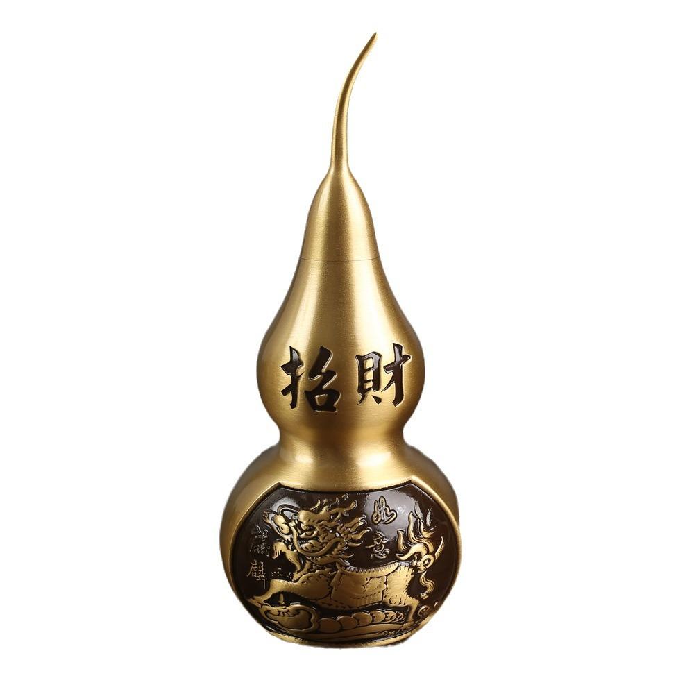 Brass unicorn gourd ornament handicrafts living room opening copper gourd hollow large lucky Nafu gourd