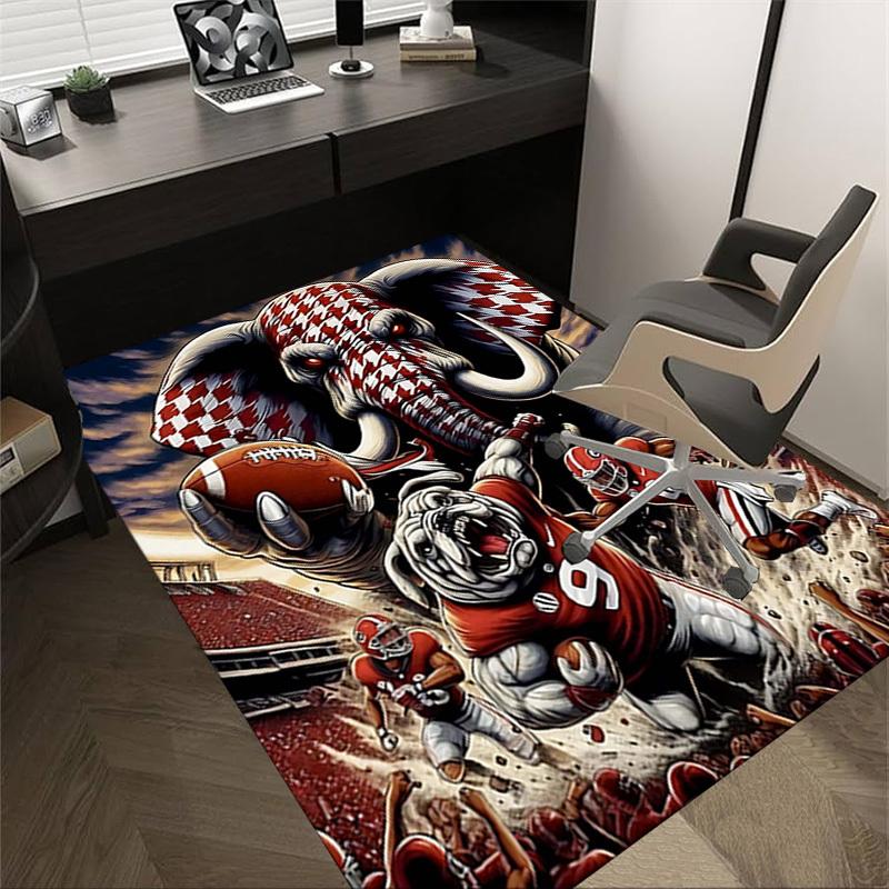 

1PC Elephant Football Non-Slip Floor Carpet Compatible for Office&Living Room&Bedroom&Dining room - Flat-Weave Machine-W240 60cm by 90cm