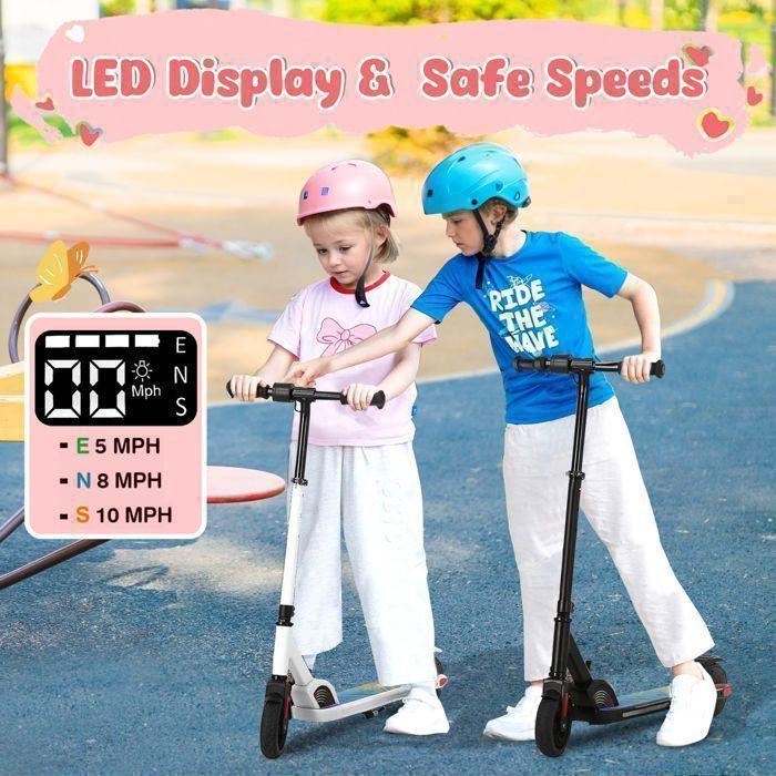 Trottinette Electrique Enfants Pliable-Moteur 150W-Batterie 2.6A-Autonomie 5-8km-Vitesse Max 16km/h,Noir