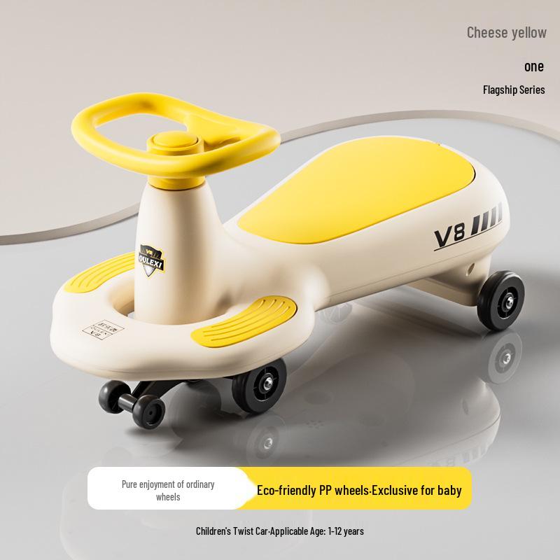 Double Seater Wiggle Car with Push Rod | Anti-rollover Scooter for Kids Aged 1-10