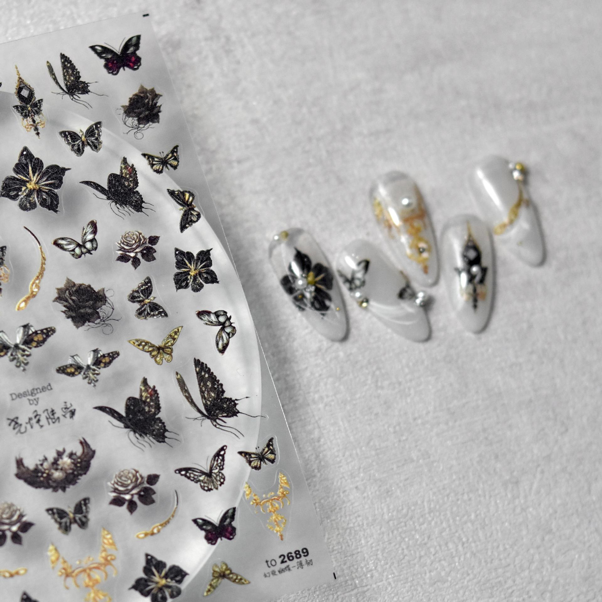 Рельефные наклейки для ногтей «Ночная бабочка» Декоративные креативные наклейки своими — фото 4