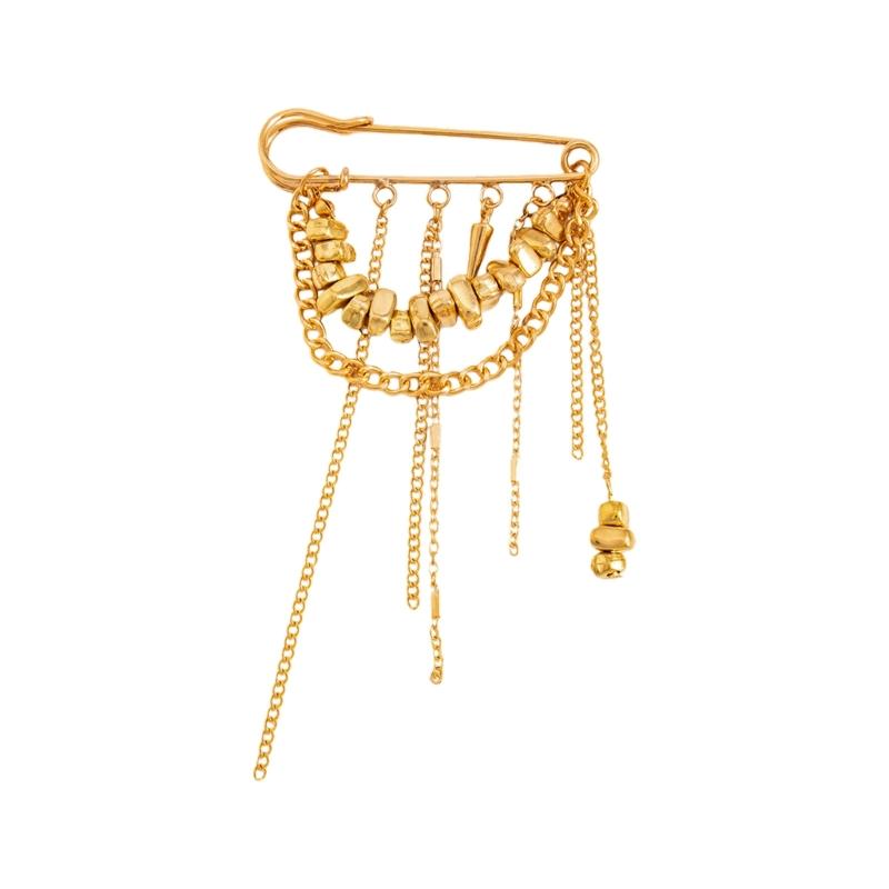 High Quality CCB Alloy Tassels Chain Brooch Sturdy Fade Resistant Lapel Pin for Stylish Outfits Everyday Wear