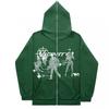 Y2K Zip-Up Hoodie Oversized Streetwear Sweatshirt With Digital Print Women