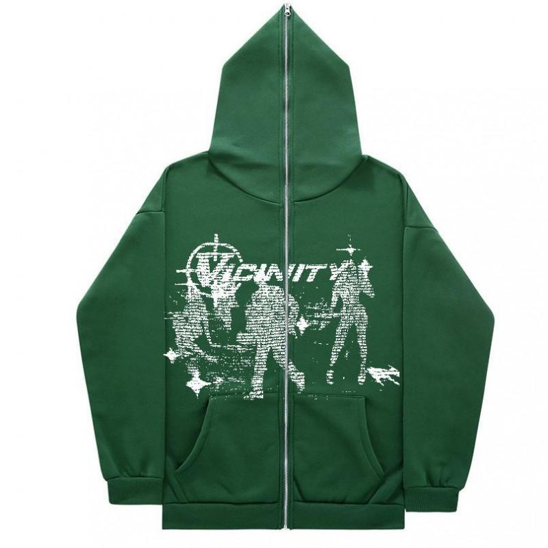 Y2K Zip-Up Hoodie Oversized Streetwear Sweatshirt With Digital Print Women