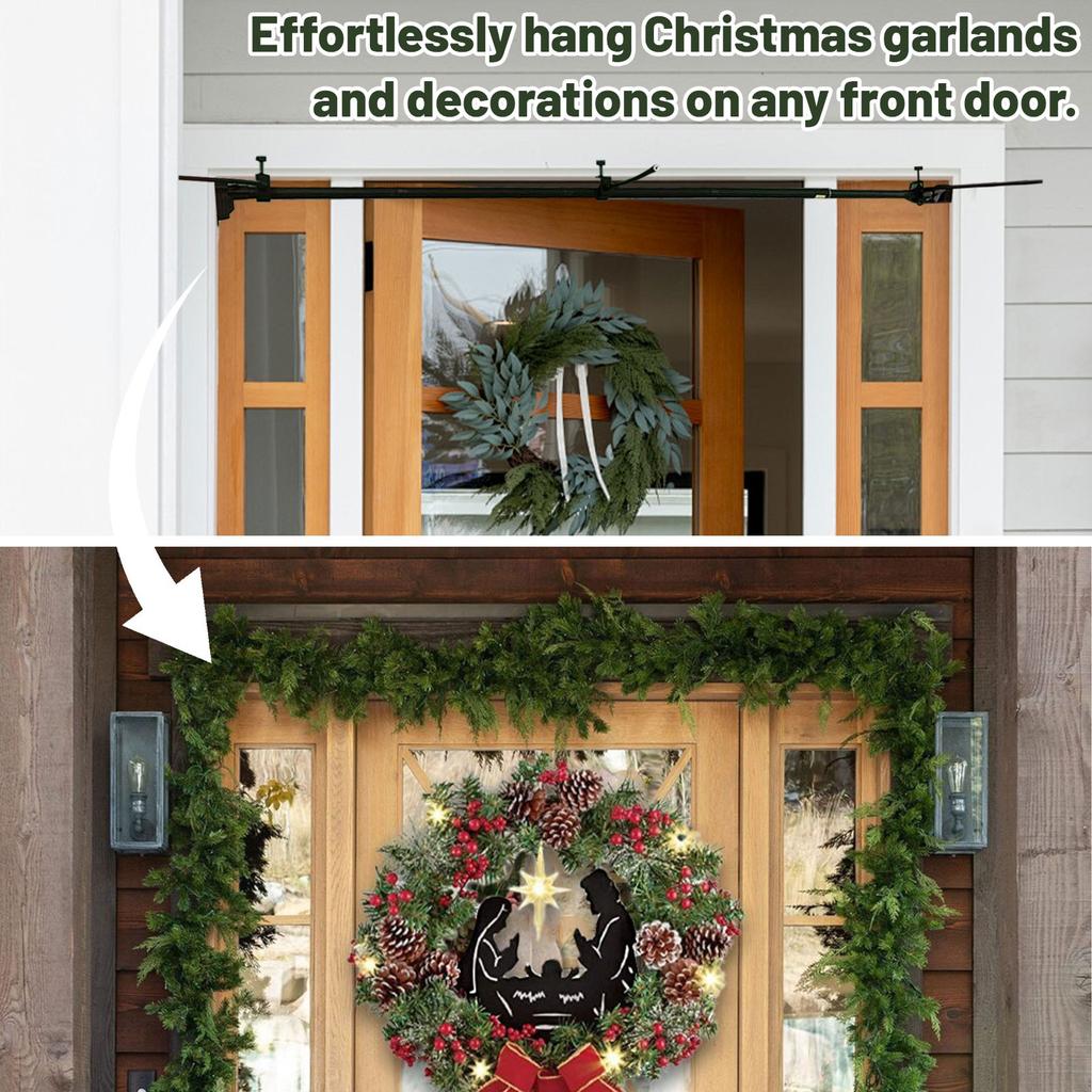 Girlandhängare För Dubbeldörrars Bredd Dörrar | Kraftig Juldekorationshållare För Kransar, Ljus & Girland | Inga Skruvar, Borrning, G