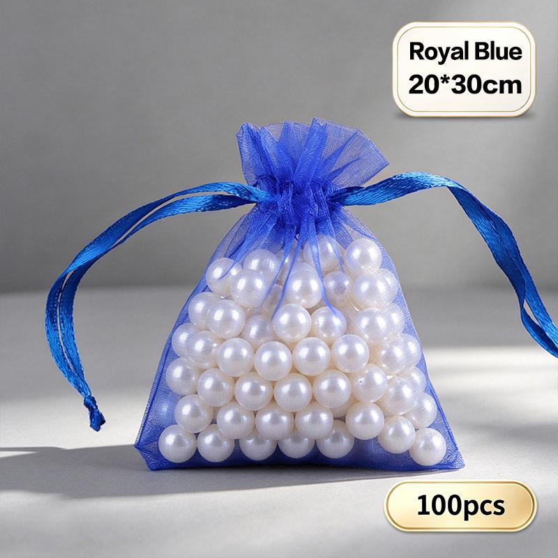 100 stk Bryllup Julegaveposer Organza Gavepose Snoreposer Til Slik Smykker Pose Pakning