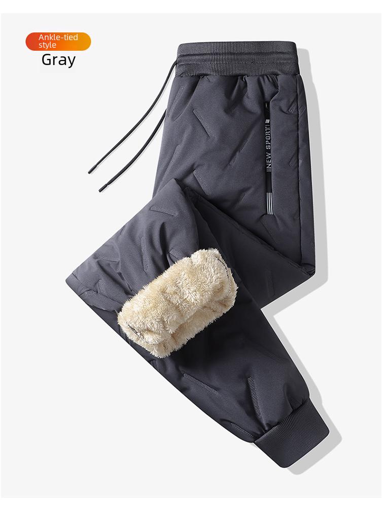 Herren Übergröße Winter Lammfell Baumwollhose - Warm, Locker, Gerade Freizeithose