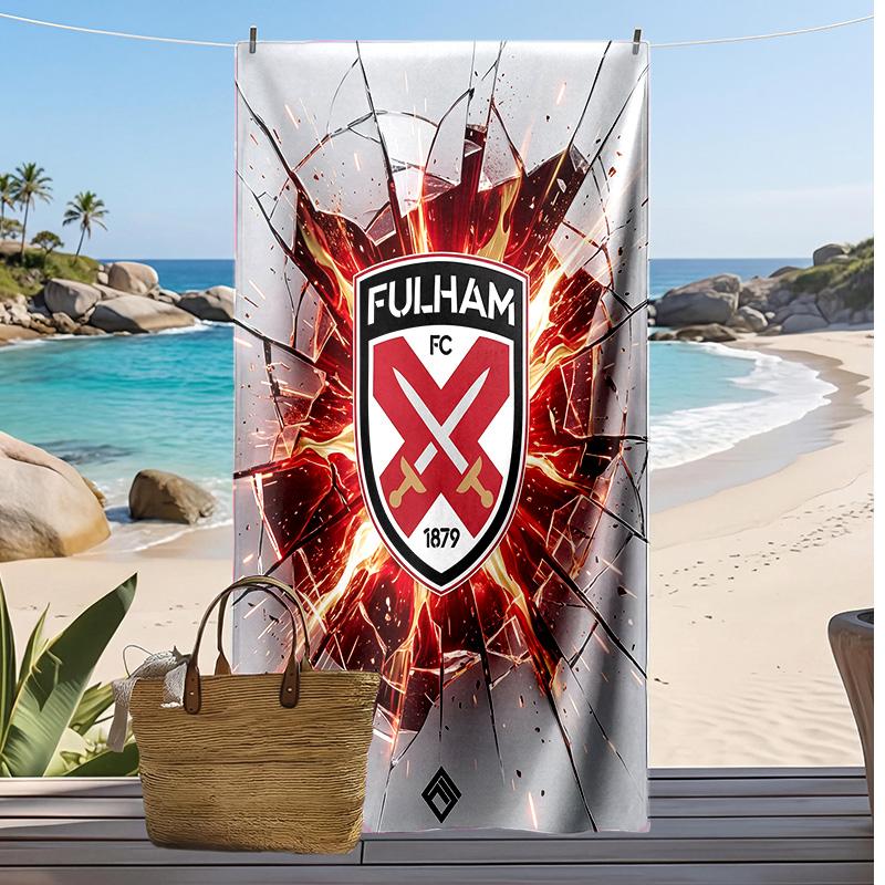 Fulham Football Print Beach Towel, Large Soft Quick Dry Towel for Beach Camping Swimming