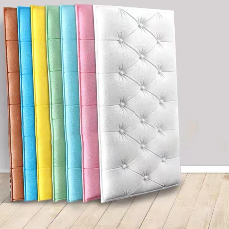 Tapet cu spumă anti-coliziune Autocolant pentru noptieră Geantă moale auto-adezivă Camera copiilor Autocolant de perete tridimensional 3D