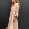 2024 Women's Summer Casual Long Dress - Cotton Linen Blend, Plus Size, Pocket Shirt Collar