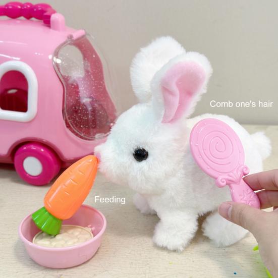 Elektronická plyšová hračka kočka přenosná klec simulace elektrická chodící skákající kotě hračka pro dětský dům na hraní a vzdělávání narozeninový dárek