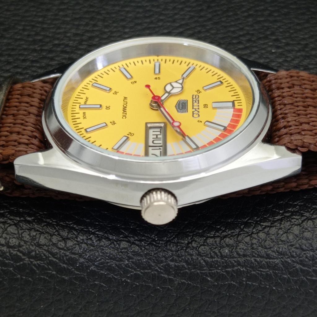 AUTOMATIC VINTAGE REFURBISHED SEIKO 5 6309A JAPAN MENS YELLOW WATCH A440870-4 Sk-a440870