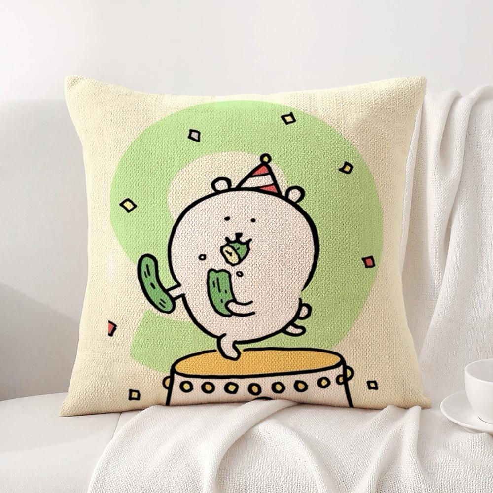 Cute J-Jokes Bear Cushion Cover Summer Coolness Linen Fabric Double-Sided Printing Pillow Case Sofa Home Decor Gift