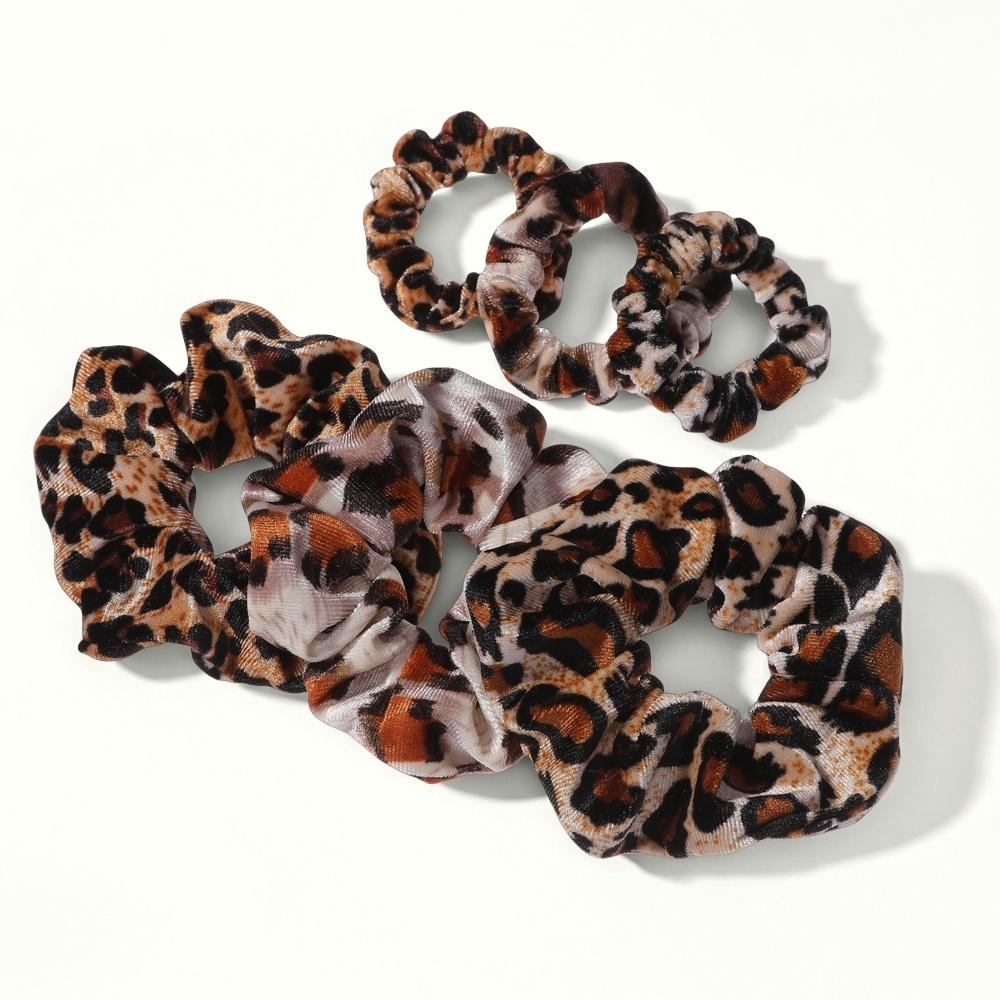 6pc/lot Scrunchies Velvet Hair Accessories For Women Elastic Bands Leopard Small and Large size Ponytail Headwear Holder