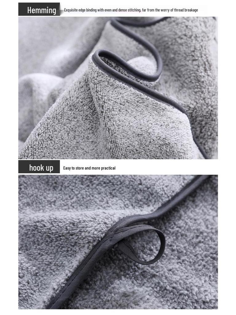 Antibacterial Bamboo Charcoal Bath Towel - Water Absorbent, Quick-Drying Coral Fleece, Large Size