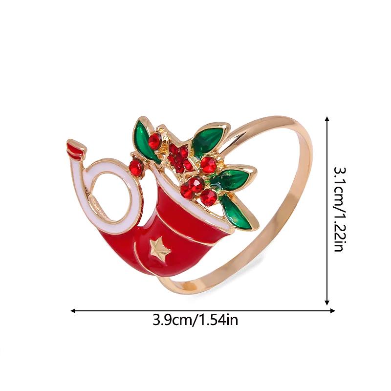 1PC Christmas Aesthetic Napkin Ring Cartoon Alloy Ritual Sense Metal Multi-element Napkin Clasp Creativity Table Setting