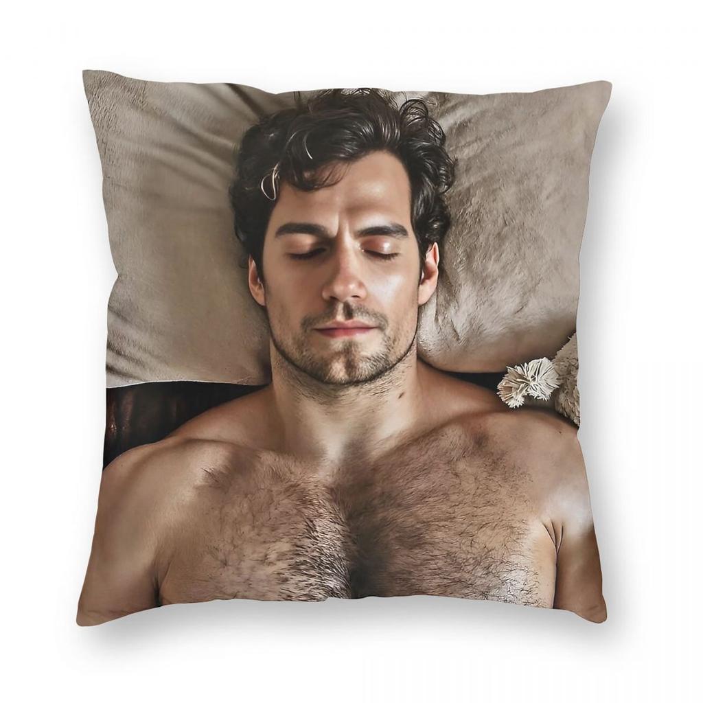 Henry Cavill Sleeping Square Pillowcase Polyester Linen Velvet Pattern Decorative Throw Pillow Case Sofa Seater Cushion Cover