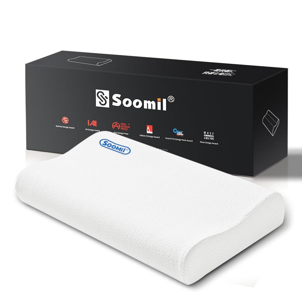 Soomil Pillow, Supervised by Sleep Experts, Relieves Neck Pain, Memory Foam Sleep Pillow for Side and Back Sleepers, Fits Neck and Shoulders, Two