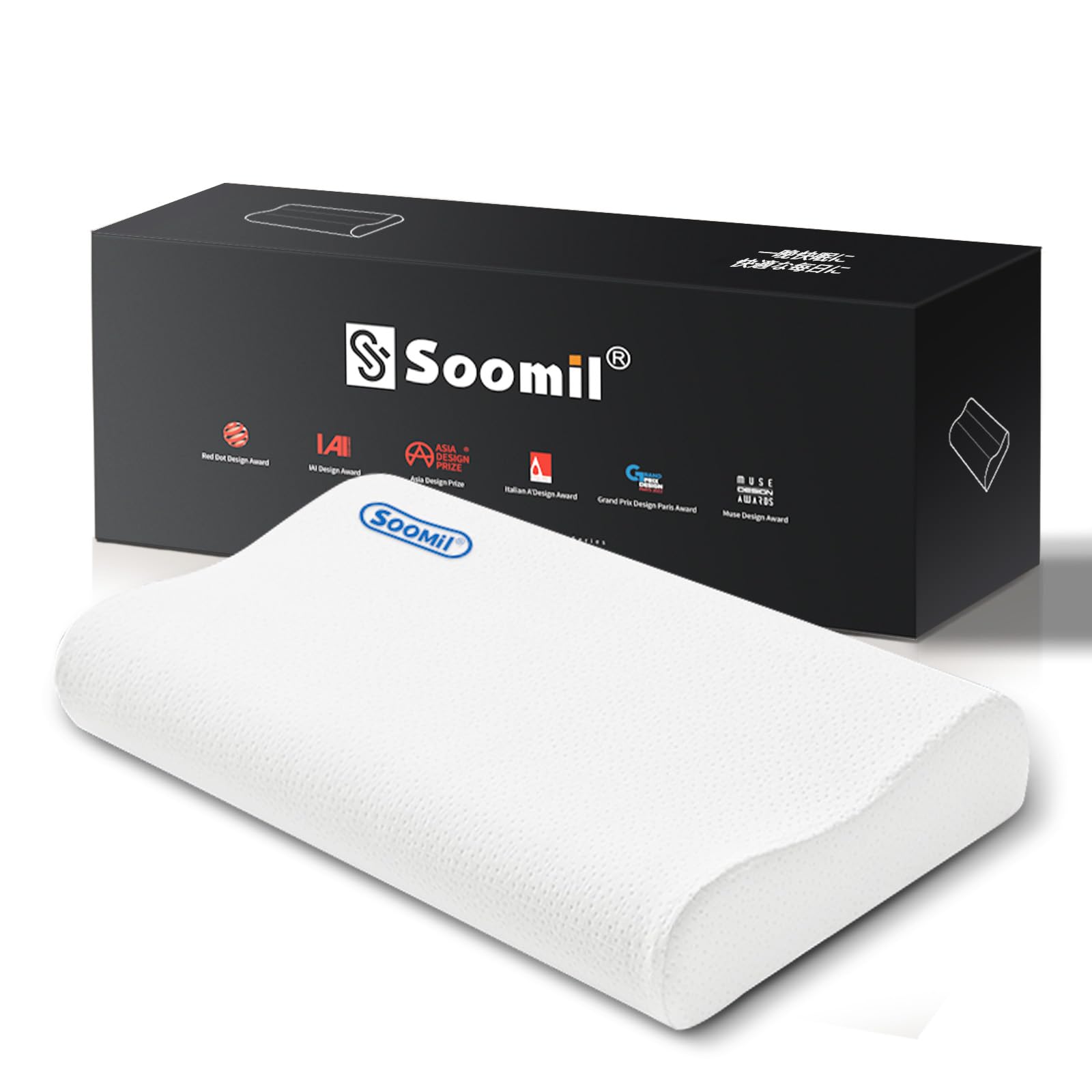

Soomil Pillow, Supervised by Sleep Experts, Relieves Neck Pain, Memory Foam Sleep Pillow for Side and Back Sleepers, Fits Neck and Shoulders, Two