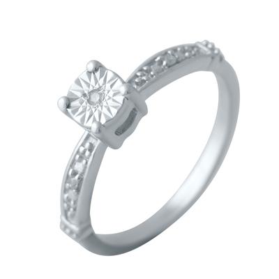 Anel de prata com diamantes naturais 0,027ct (2043652) 1,95 gr. 925 amostras