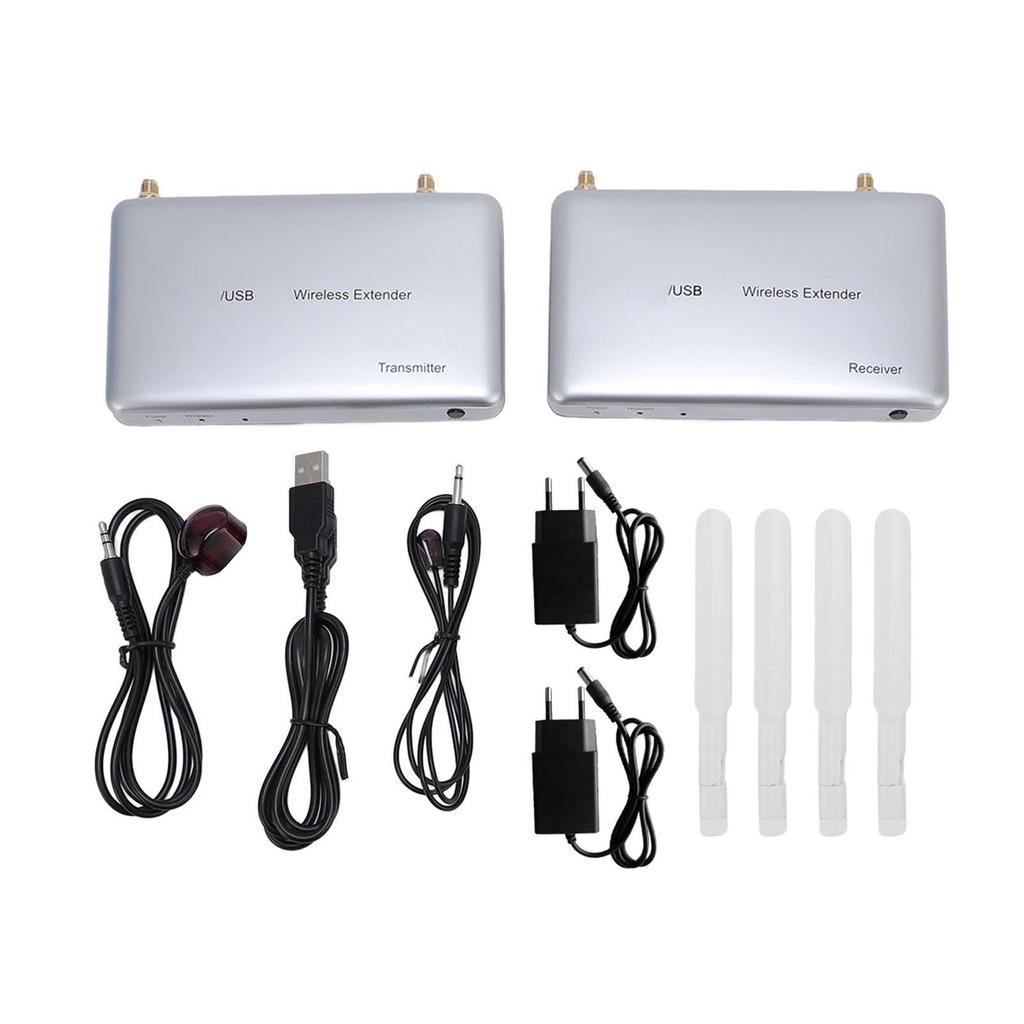Wireless HD KVM Extender Over CAT6 200m Range 1080p with Loop Out 5.8G Double Antenna 2 USB Ports for Laptop Keyboard