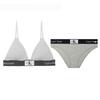 1996 Letter Jacquard Comfortable Triangle Bra Mid-Rise Underwear Set Women Underwear Gray QF7217-050+QF7222-050