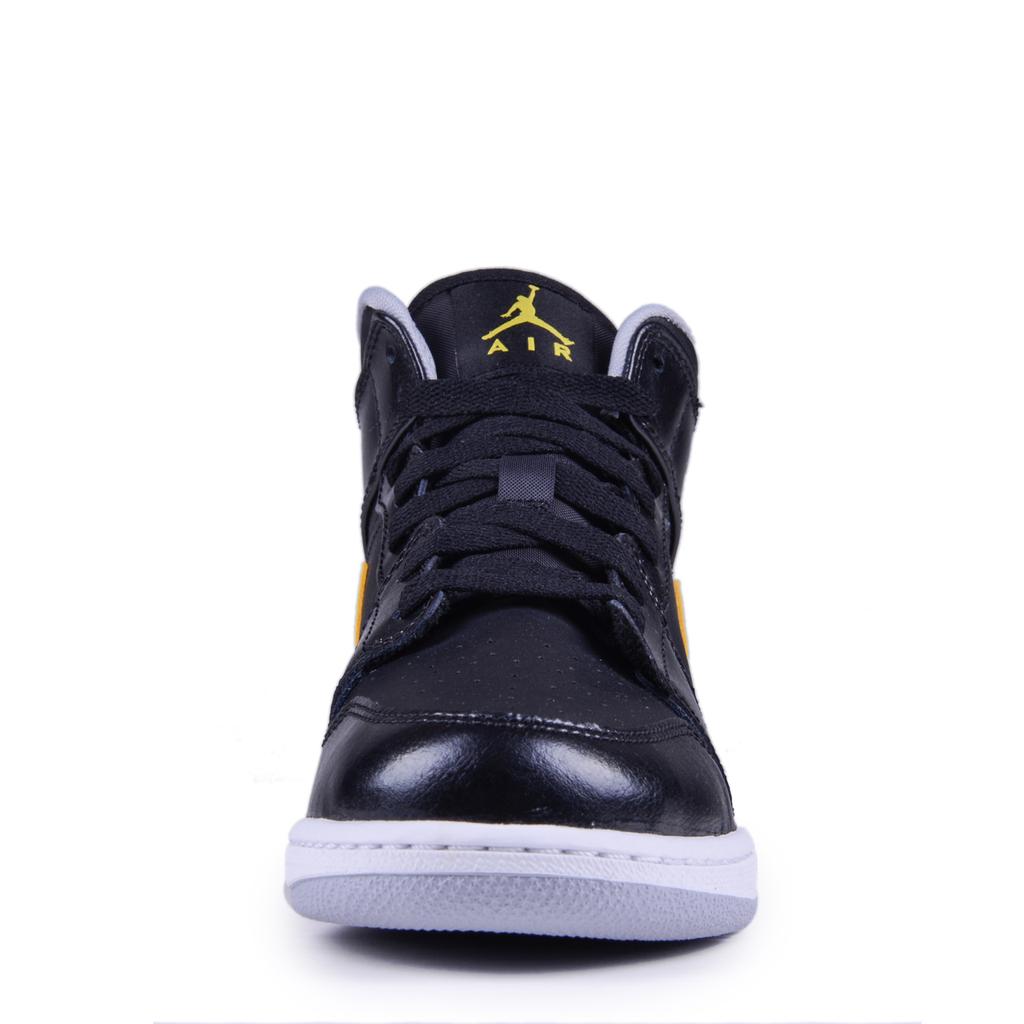 Jordan Air Jordan 1 Cushioning, Wear Resistant High top Vintage Basketball Shoes Men's Black Yellow 554724-070