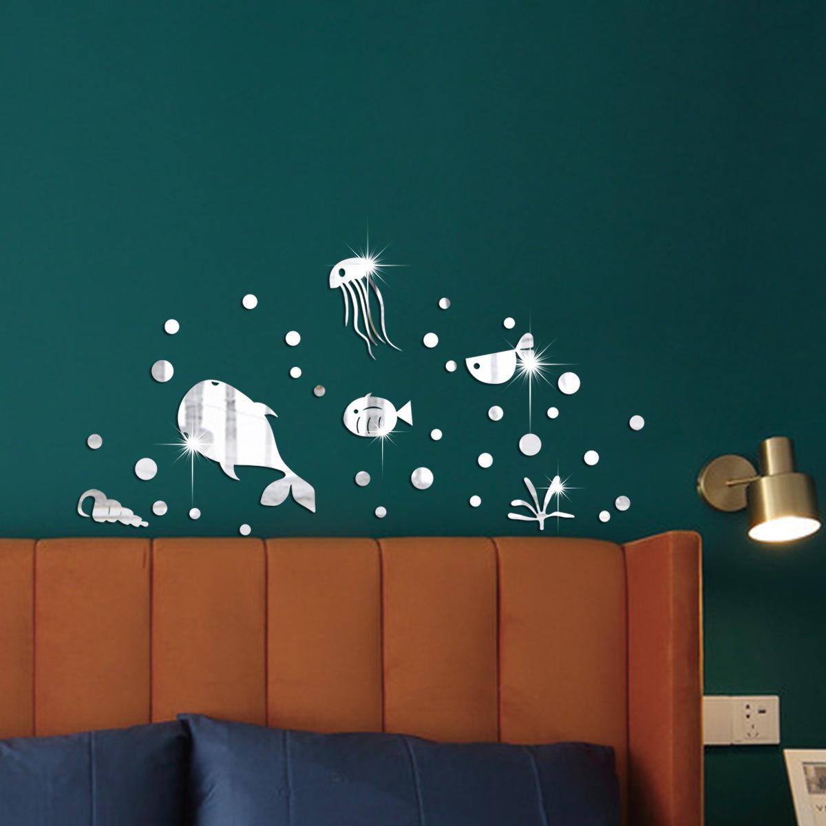 

Акриловая наклейка на стену с изображением рыб в океане для украшения комнаты серебряный