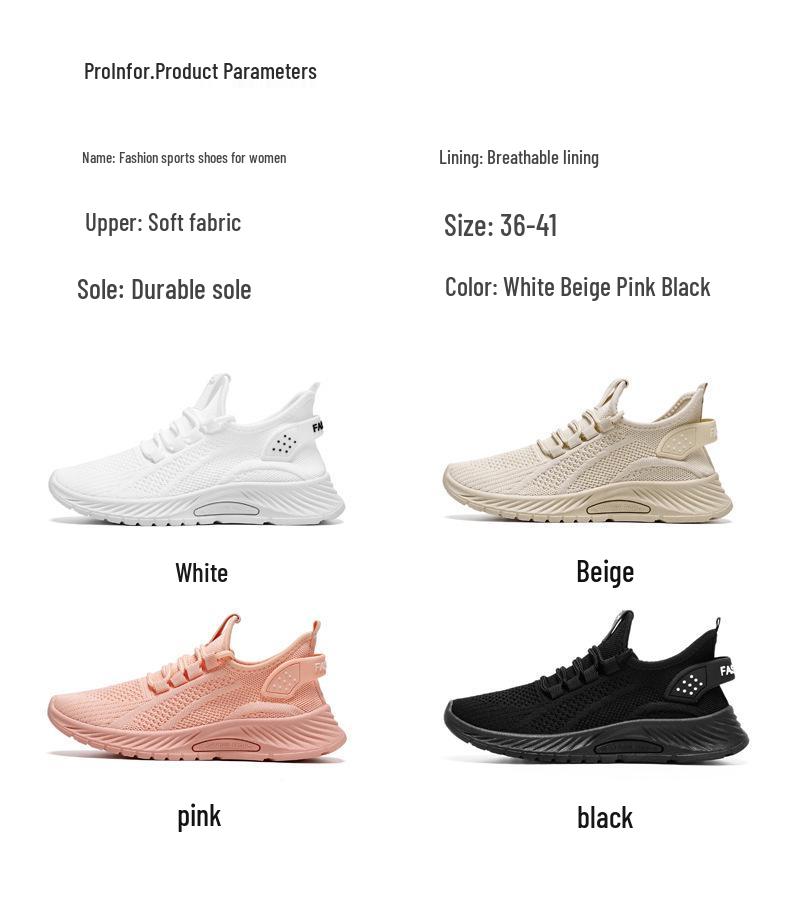 Women's Plus Size Versatile Fly-knit Sneakers: Trendy, Breathable, Casual Running Shoes