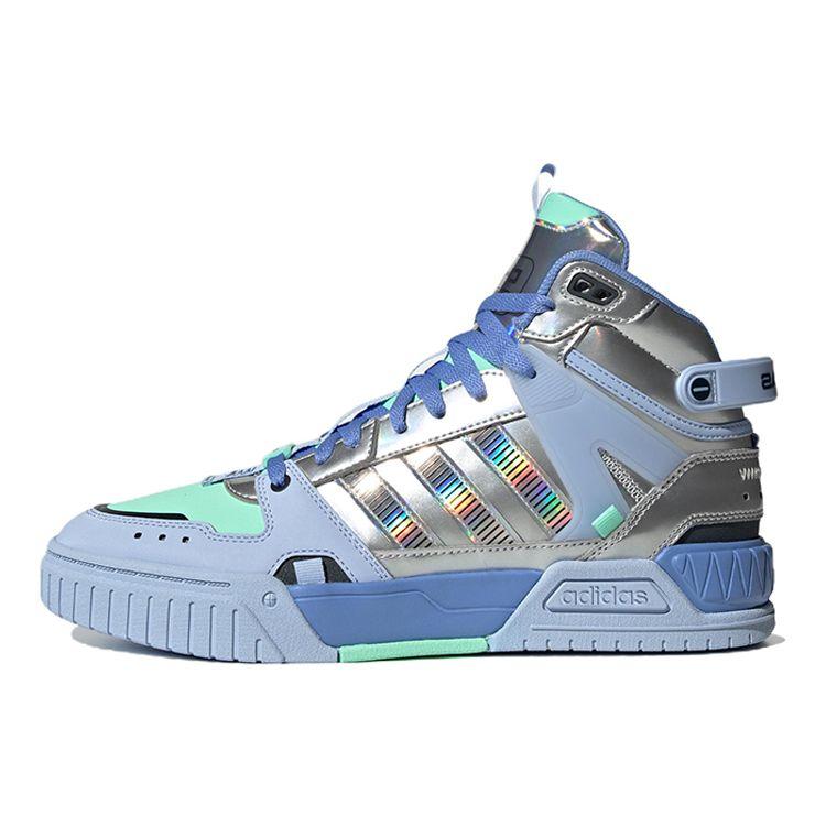 Adidas Neo D-Pad Mid Casual Slip-Resistant Durable High-Top Skate Shoes Unisex Sneakers Blue Silver HQ7026
