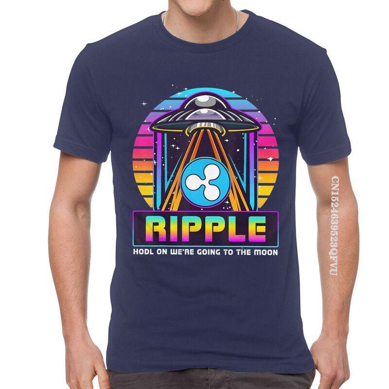 Mens Ripple XRP HODL On We Are Going To The Moon T Shirts Vaporwave Bitcoin Tshirt Hip Hop T Shirt Cotton Oversized Tee Tops