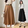 Falda Elegante de Otoño e Invierno para Mujer, Falda Midi de Línea A de Color Sólido y Cintura Alta para Viajes